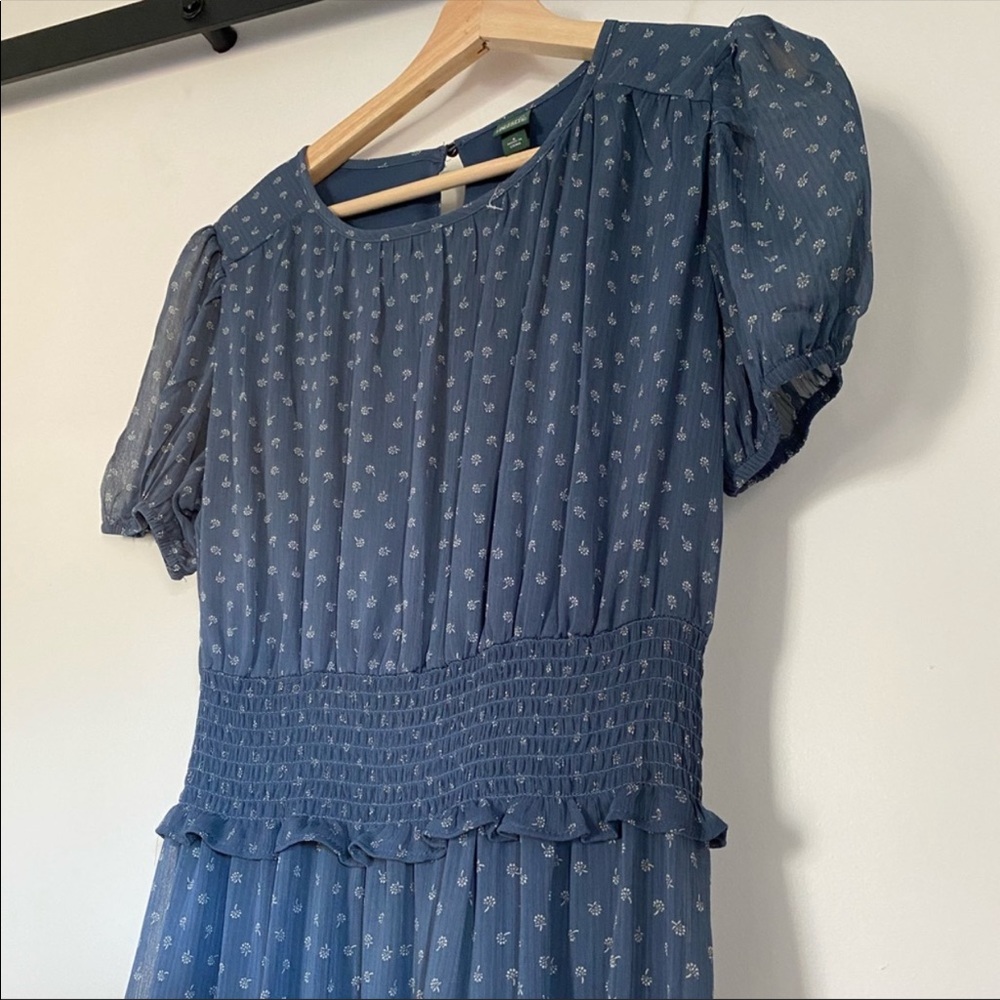 Blue Floral Midi Dress